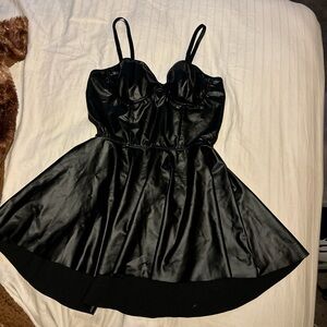 Black Satin Dress with Spaghetti Straps